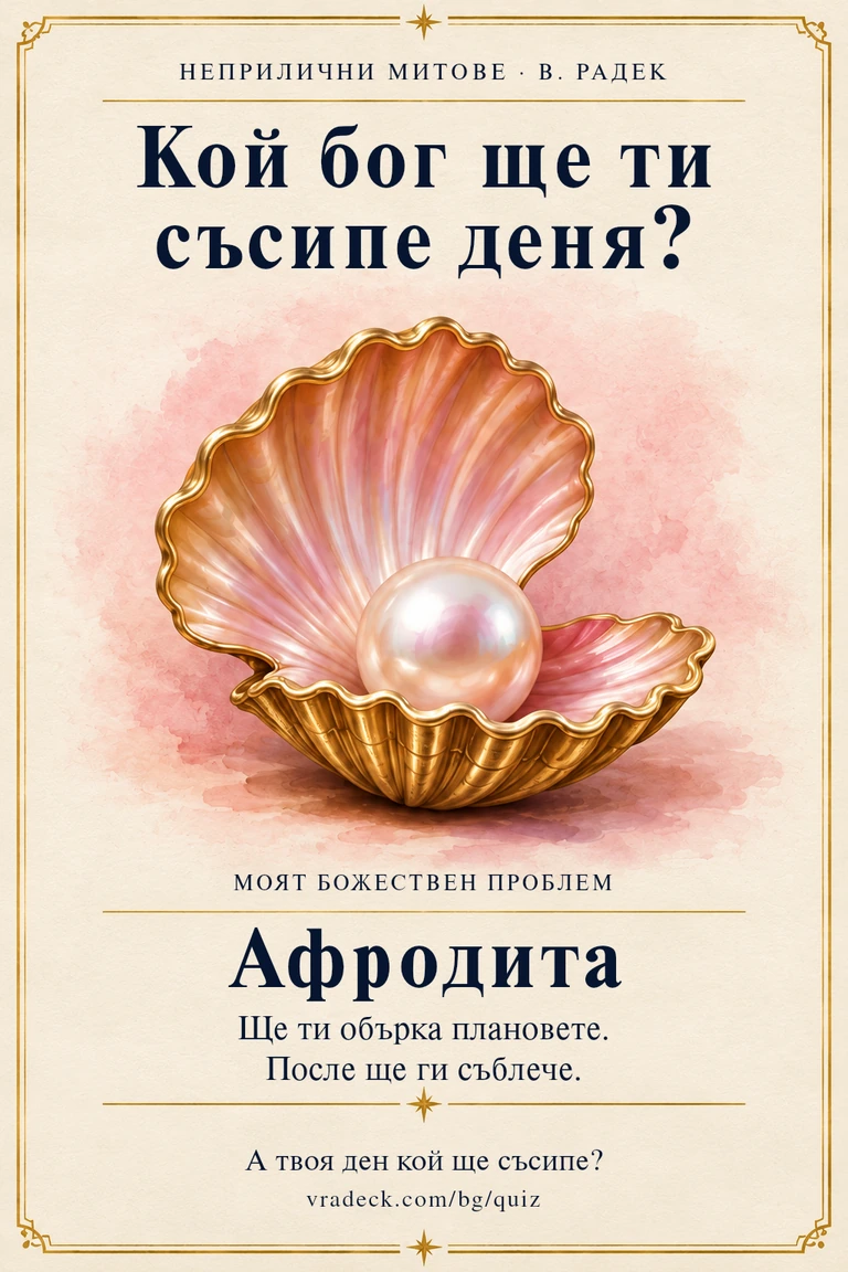 Картичка: Афродита. Ще ти обърка плановете. После ще ги съблече.