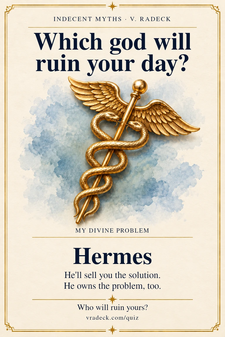 Result card: Hermes. He'll sell you the solution. He owns the problem, too.